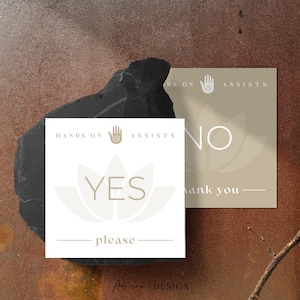 Yoga Hands on Assists Consent Cards | YES NO | Tan | Printable/Digital PDF