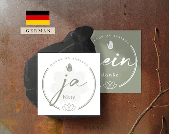 German Yoga Hands on Assists Consent Cards | YES NO | Burgundy | Printable/Digital PDF