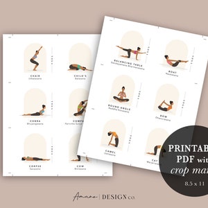 Yoga Pose Flashcards BUNDLE 120 Cards Sets 1 and 2 English & Sanskrit Printable/Digital PDF Darker Tone image 6