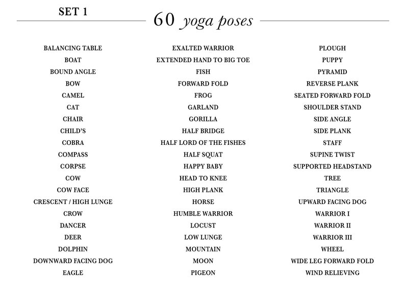 Yoga Pose Flashcards BUNDLE 120 Cards Sets 1 and 2 English & Sanskrit Printable/Digital PDF Darker Tone image 7