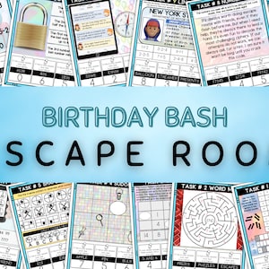 Escape Room for Kids, Printable Party Games, Birthday Bash Escape Room, Birthday Party Games, Kids Puzzles, Family Game Night