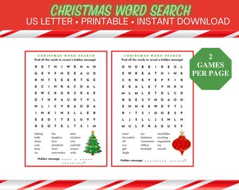 Christmas Word Search, Christmas Games, Printable Games,
