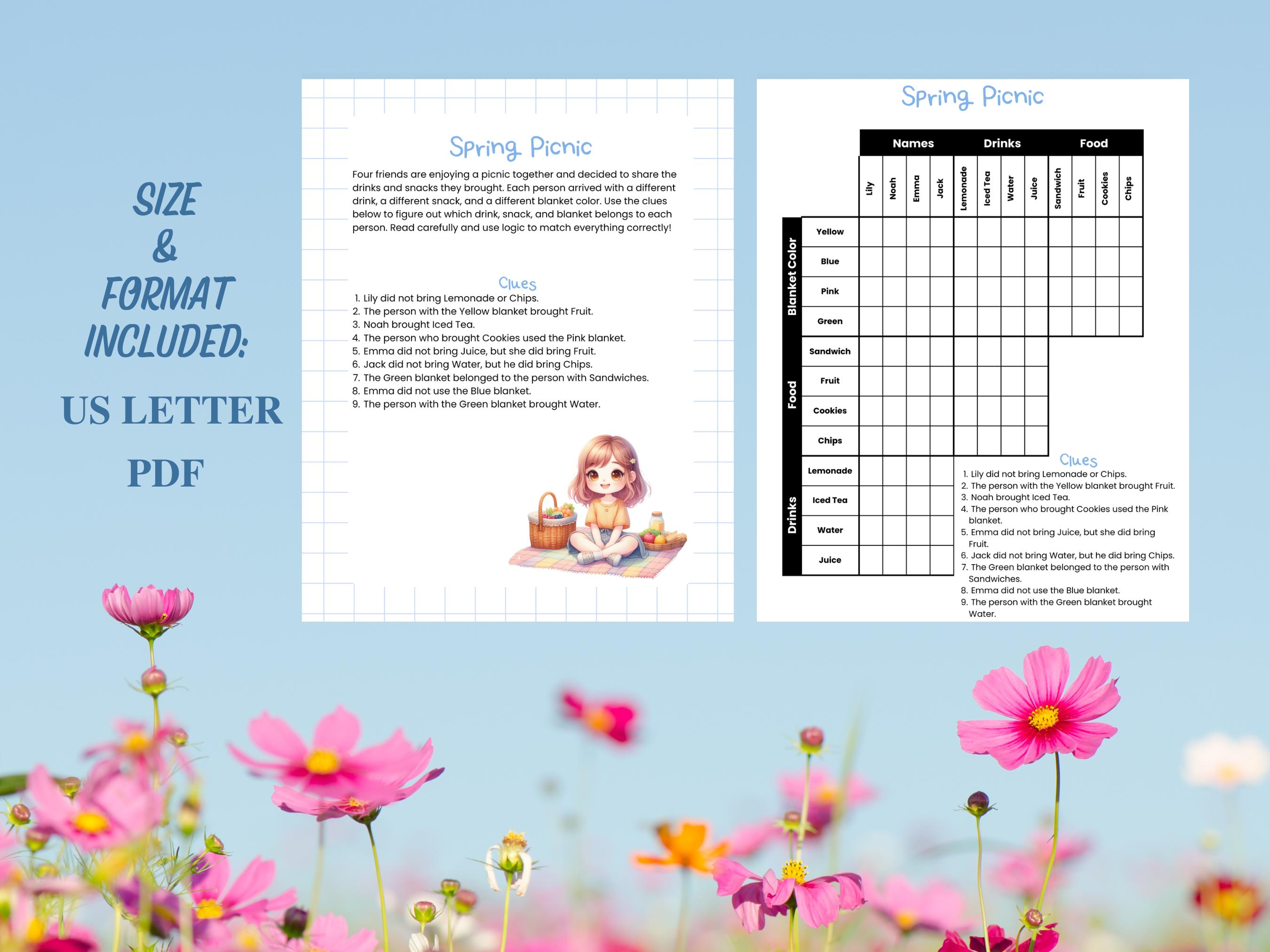 Springtime Brain Teaser Spring Themed Logic Puzzles, Printable Games, Brain Teasers - Etsy
