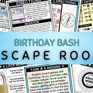 Escape Room For Kids, Printable Party Games, Birthday Bash Escape Room, Birthday Party Games, Kids Puzzles, Family Game Night