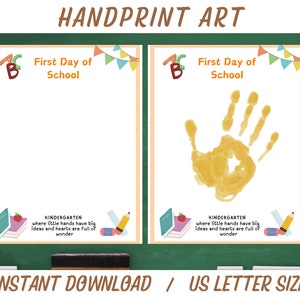 Handprint Art, Printable Wall Art, Kids Crafts, Kids Keepsakes, Handprint Craft, Frist Day of School Handprint