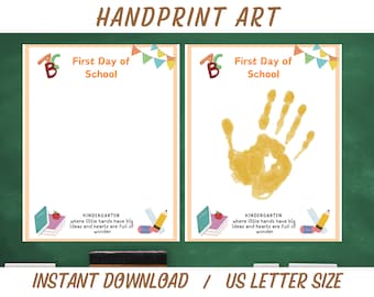 Handprint Art, Printable Wall Art, Kids Crafts, Kids Keepsakes, Handprint Craft, Frist Day of School Handprint