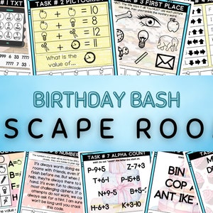 Escape Room for Kids, Birthday Party Games, Printable Party Games, Birthday Bash Escape Room, Kids Puzzles, Family Game Night