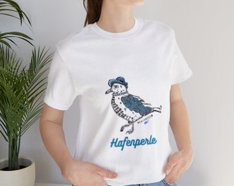 Women's maritime North German white T-shirt with elegant seagull, funny saying, shirt for women, coastal children and beach girls, Valentine's Day