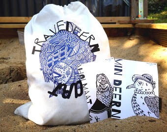 Maritime Yin Yang Fish sports bag, cotton hobo shoulder bag as a weekender bag, beach bag, gym bag, gift idea for sailors