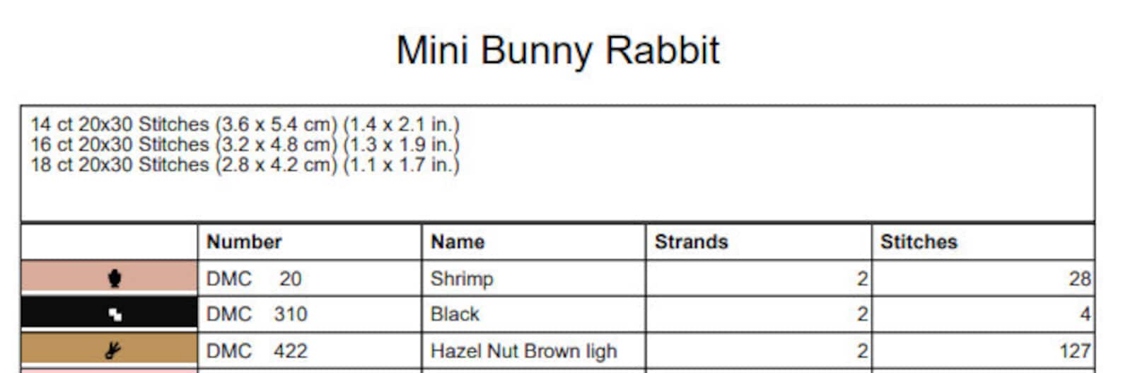 Mini Cute Easter Bunny Rabbit Cross Stitch Pattern - Instant PDF ...