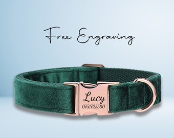 Collare rosso per cani verde smeraldo personalizzato, collare personalizzato per animali domestici, medaglietta incisa per animali domestici, guinzaglio per cani, collare per cuccioli, regalo per animali domestici, regali per cani