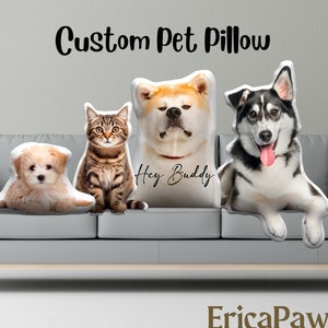 Custom Pet Pillow Dog Throw Pillow, 3D Custom Dog Cat Photo Pillow, Personalized Pet Pillow