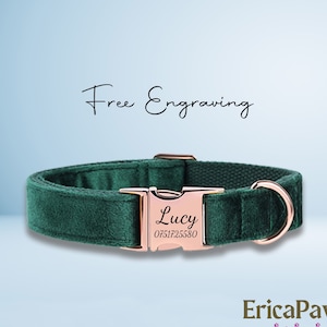 Collar rojo verde esmeralda personalizado para perro, collar personalizado para mascota, placa grabada, correa para perro, collar para cachorro, regalo para mascotas, regalos para perros