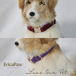 Personalised Velvet Dog Collar, Custom Engraved Pet Collar, Engraved Pet Tag, Dog Leash, Puppy Collar, Gift for Pets, Dog Gifts
