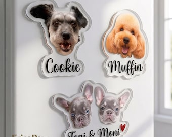 Personalized Pet Photo Magnet, Custom Acrylic Pet Magnet, Dog Cat Fridge Magnet, Pet Memorial Gift, Pet Lover Gift, Pet Picture Magnet