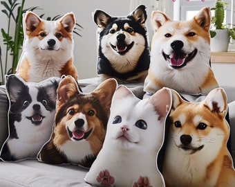 Personalized Pet Pillow Dog Throw Pillow, 3D Custom Dog Cat Photo Pillow, Custom Pet Photo Pillow, Pet Portrait Pillow, Pet Photo Cushion