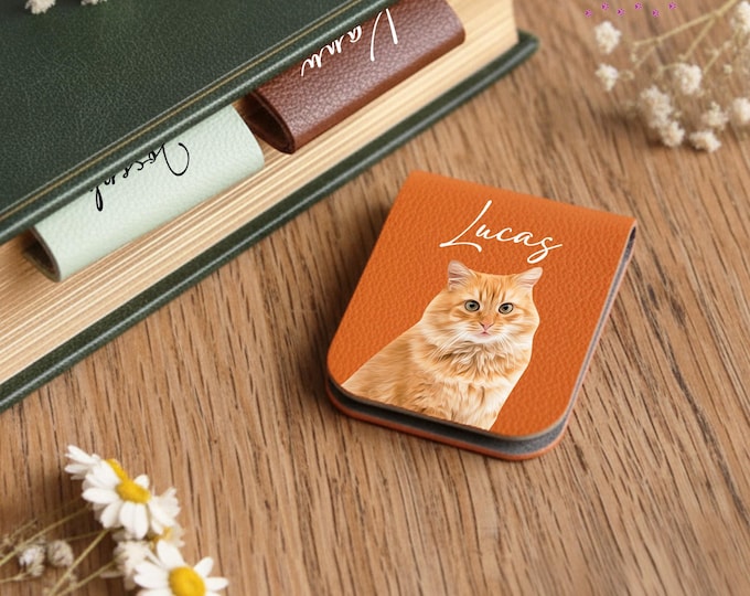 Custom Magnetic Pet Bookmark, Personalized Cat or Dog Photo Bookmark, Unique Gift for Book Lovers & Readers, Pet Picture Book Accessory Gift