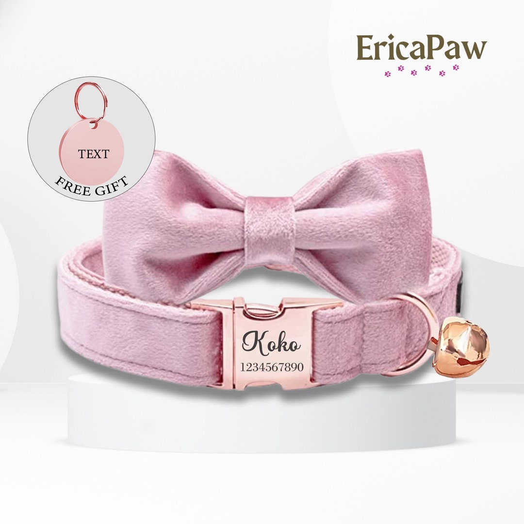 Personalised Cat Collar, Custom Kitten Collar With Bell, Collar Set