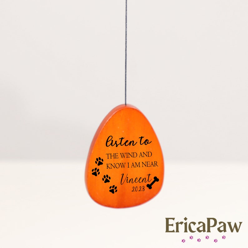 Personalized Pet Memorial Wind Chime, Engraved Cat Dog Loss Sympathy Gift In Memory, Lose of Pet Memorial Wind Chime, Remembrance Gift zdjęcie 5