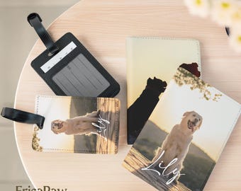 Personalized Luggage Tags, Photo Passport Cover, Travel Gifts, Custom Pet Photo, Backpack Tag, Travel Tag, Pet Lover Gifts, Dog Portrait