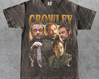 Crowley - t-shirt Mark Sheppard acteur et musicien - chemise graphique surnaturelle de série télévisée du roi démon, série fantastique merch, cadeau pour fan t-shirt FD