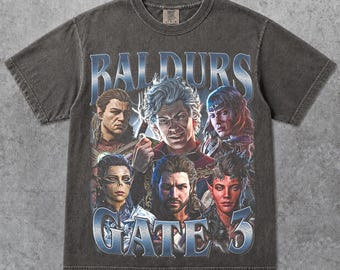 Baldurs Gate 3 Shirt, Baldur's Gate 3 Characters Vintage T-Shirt, RPG Video Game Portraits, Graphic Tee, Gift For Woman and Man T-Shirt FD