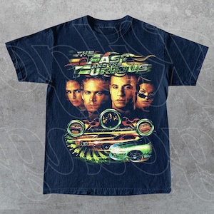 The Fast and The Furious, Street Racing Action Movie Tee, Vin Diesel, Paul Walker Graphic, Car Culture Film Merch Gift for Fan T-Shirt FD Navy