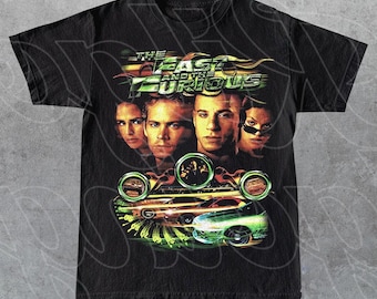 Fast and the Furious, Street Racing Actionfilm T-shirt, Vin Diesel, Paul Walker-grafik, Bilkultur Film Merch Present till Fan T-shirt FD