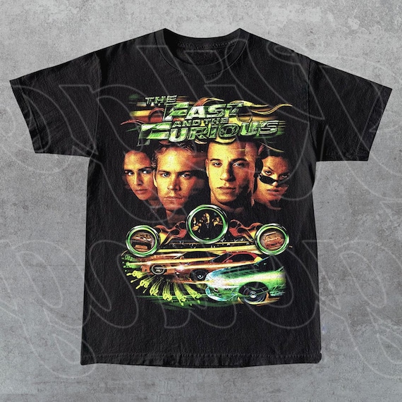 The Fast and The Furious, Street Racing Action Movie Tee, Vin Diesel, Paul Walker Graphic, Car Culture Film Merch Gift for Fan T-Shirt FD