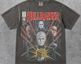 Hellraiser 1987 Shirt, Hellraiser Comic Classic Vintage He'll Tear Your Soul Apart Retro 80s Horror Movie Pinhead  Tee for Women and Men YS