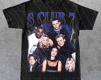 S Club 7 – 90-tals popgrupp grafisk t-shirt – brittiskt musikband retrokonserttröja – Y2K nostalgi merchandise – present till popmusikfan T-shirt FD
