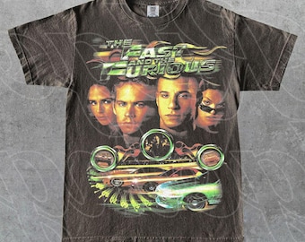 The Fast and The Furious, Street Racing Action Movie Tee, Vin Diesel, Paul Walker Graphic, Car Culture Film Merch Gift for Fan T-Shirt FD