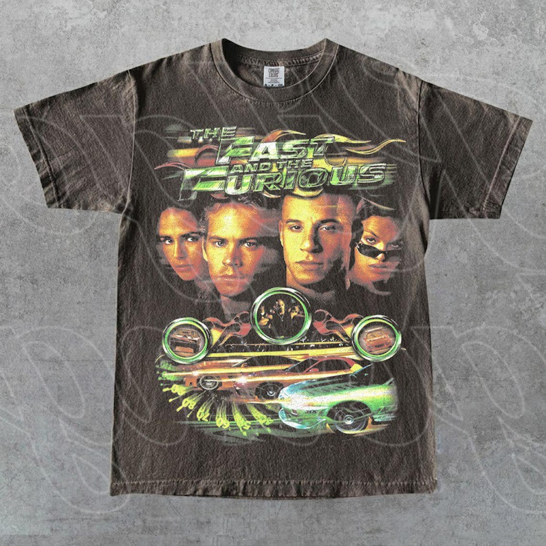 The Fast and The Furious, Street Racing Action Movie Tee, Vin Diesel, Paul Walker Graphic, Car Culture Film Merch Gift for Fan T-Shirt FD Pepper