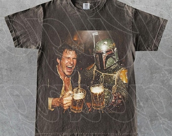 Camiseta divertida con meme de Han Solo y Boba Fett, camiseta borracha de Han Solo y Boba Fett, camiseta con meme, personajes de Star Wars, regalo para fans de Han Solo.