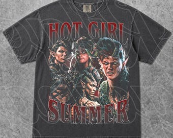 Camiseta Karlach de Baldur's Gate 3, camiseta de verano de chica sexy de BG3, estética gamer vintage, gráfico de fantasía de DnD, regalo unisex para fans de RPG, regalo de Navidad FD