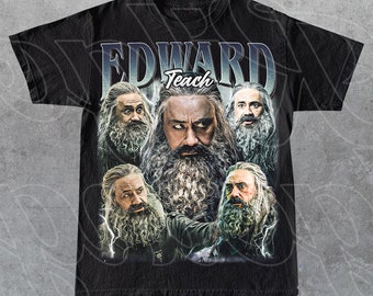 Edward Teach Blackbeard Vår flagga betyder död T-shirt, pirat vintage grafisk t-shirt, Taika Waititi fangåva, OFMD TV-program retrogåvor FD