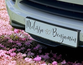 Custom license plate for your wedding car