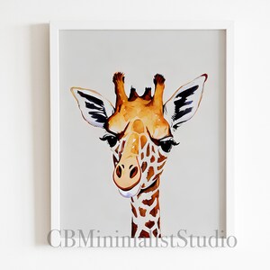 Giraffe Portrait - Digital Download, Nursery Decor, Safari Wall Art, Watercolor Giraffe Painting, Baby Animal Print, Safari Nursery Art