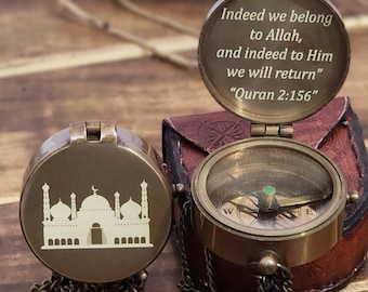Personalized Working Brass Compass Gift for Friends, Ramadan, Eid, Wedding Keepsake