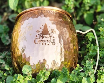 Personalized Hammered Copper Mug, Christmas Moscow Mule Cup, Thanksgiving Gift