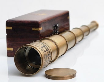 Télescope en laiton personnalisé, longue-vue gravée, cadeau bateau pour homme unique, cadeau d'anniversaire pour mari