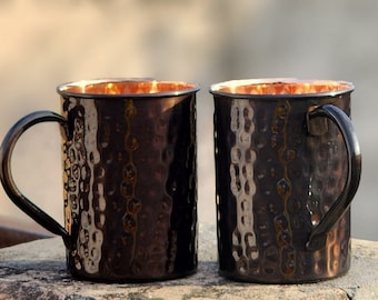 Handmade Solid Copper Moscow Mule Mug: Hammered Antique Finish, 16oz