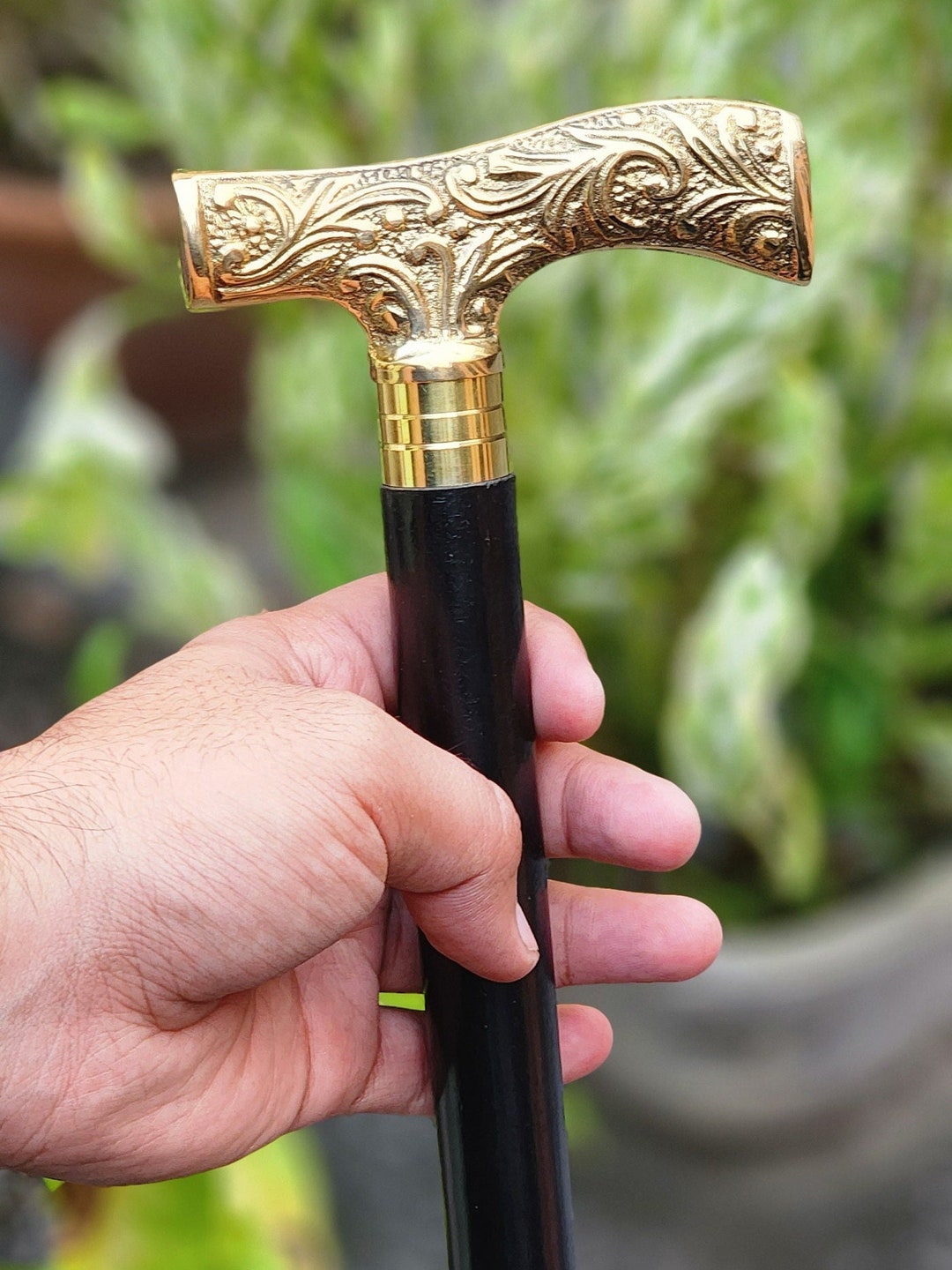 Black Walking Cane Glam Foldable Cane Unique Walking Stick Etsy