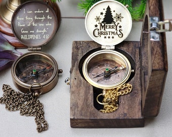Compass Personalized Gift for Him, Engraved Compass with Customized Case, Graduation Gifts, Confirmation gift, Special Birthday - Christmas