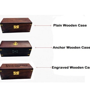 Personligt arbetsteleskop, kikare med graverbart träfodral, mässingsmonokular, gåvor för backpackers, anpassat kikarsikte för fågelskådning Anchor Wooden Box