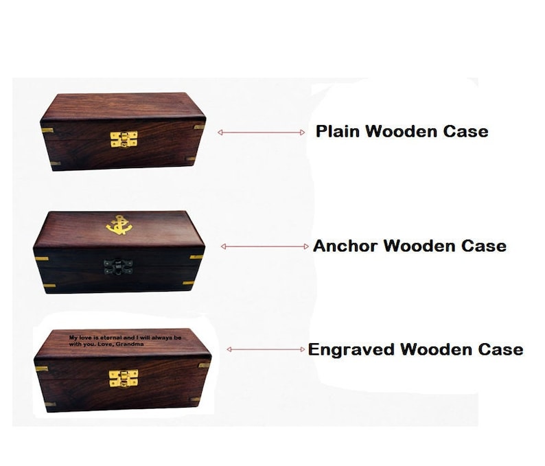 Personligt arbetsteleskop, kikare med graverbart träfodral, mässingsmonokular, gåvor för backpackers, anpassat kikarsikte för fågelskådning Anchor Wooden Box