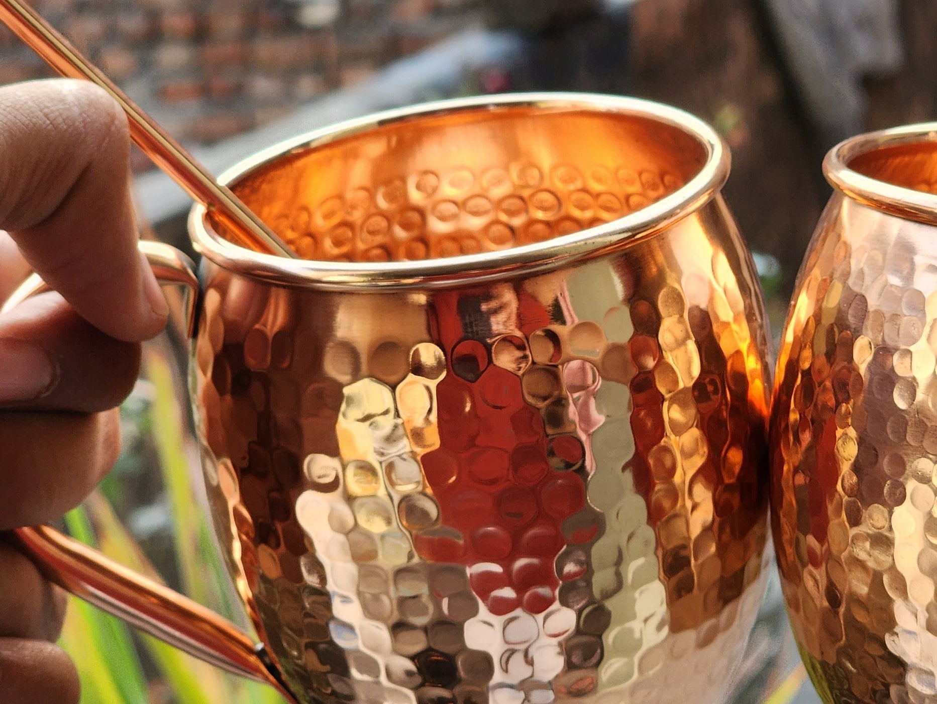 Handmade Copper Moscow Mule Mug Set: 4 Mugs, Straws & Jigger - Etsy