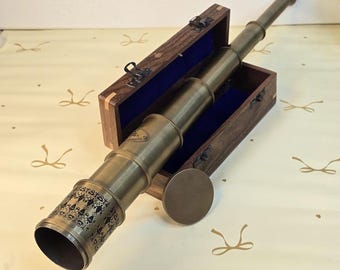 Personalized Telescope, Custom Engraved Telescope, Pirate Spyglass, Unique Design Brass Gift for Backpackers, Nautical Birthday Present
