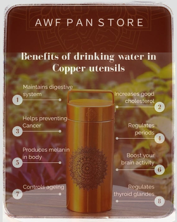 Pure Copper Cup / Glass Water Tumbler Minimalist Design Plain or Hammered 8  Oz for yoga health by American Ayurveda - American Ayurveda