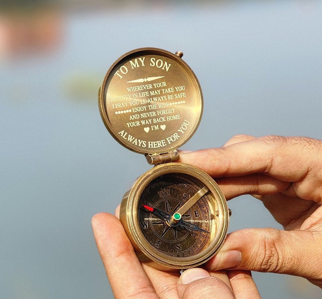 Personalized Compass to Son Dad to Son Compass Mom to Son Etsy